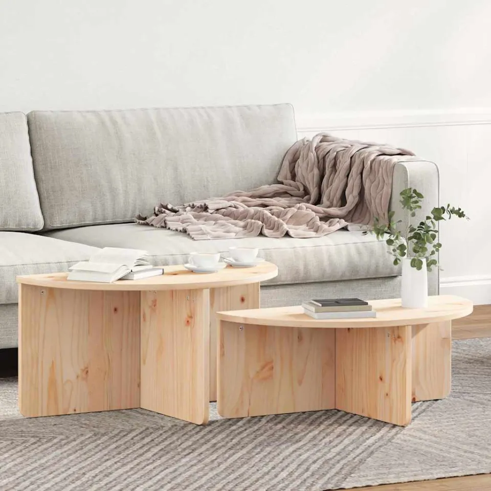 vidaXL Salontafel 2 st Naturel 79 x 39,5 x 40 cm Massief grenenhout, foto 3