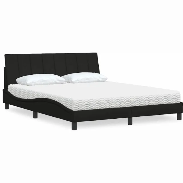 vidaXL Bed met matras "Hanko" stof zwart 160x200 cm