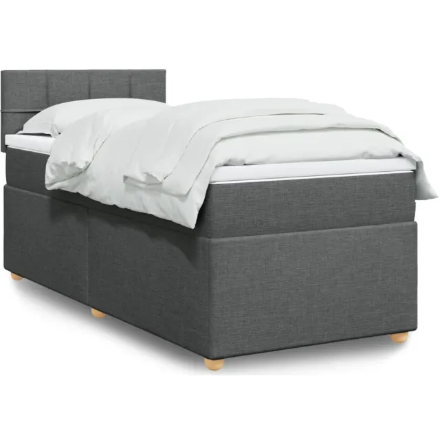 vidaXL Boxspring met matras stof donkergrijs 80x200 cm grijs