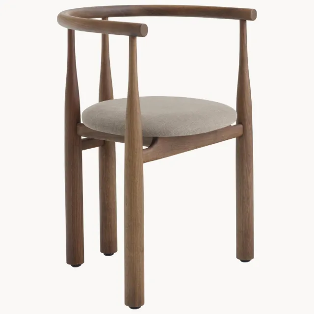 New Works Armstoel Bukowski van walnoothout Taupe