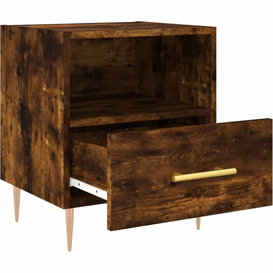 vidaXL Nachtkastje 40x35x47,5 cm bewerkt hout gerookt eikenkleurig