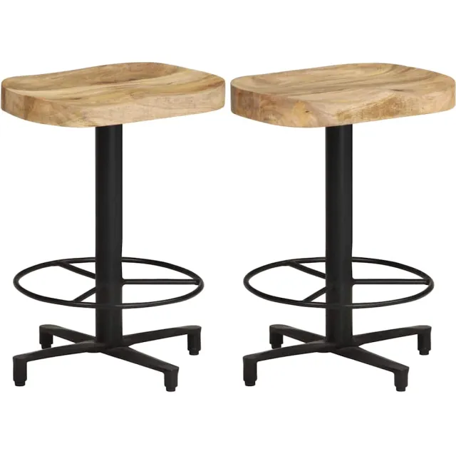 vidaXL Barkrukken 2 st 52 cm massief mangohout bruin