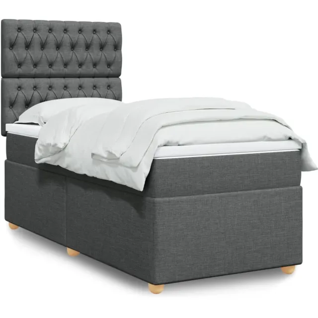 vidaXL Boxspring met matras stof donkergrijs 80x200 cm grijs