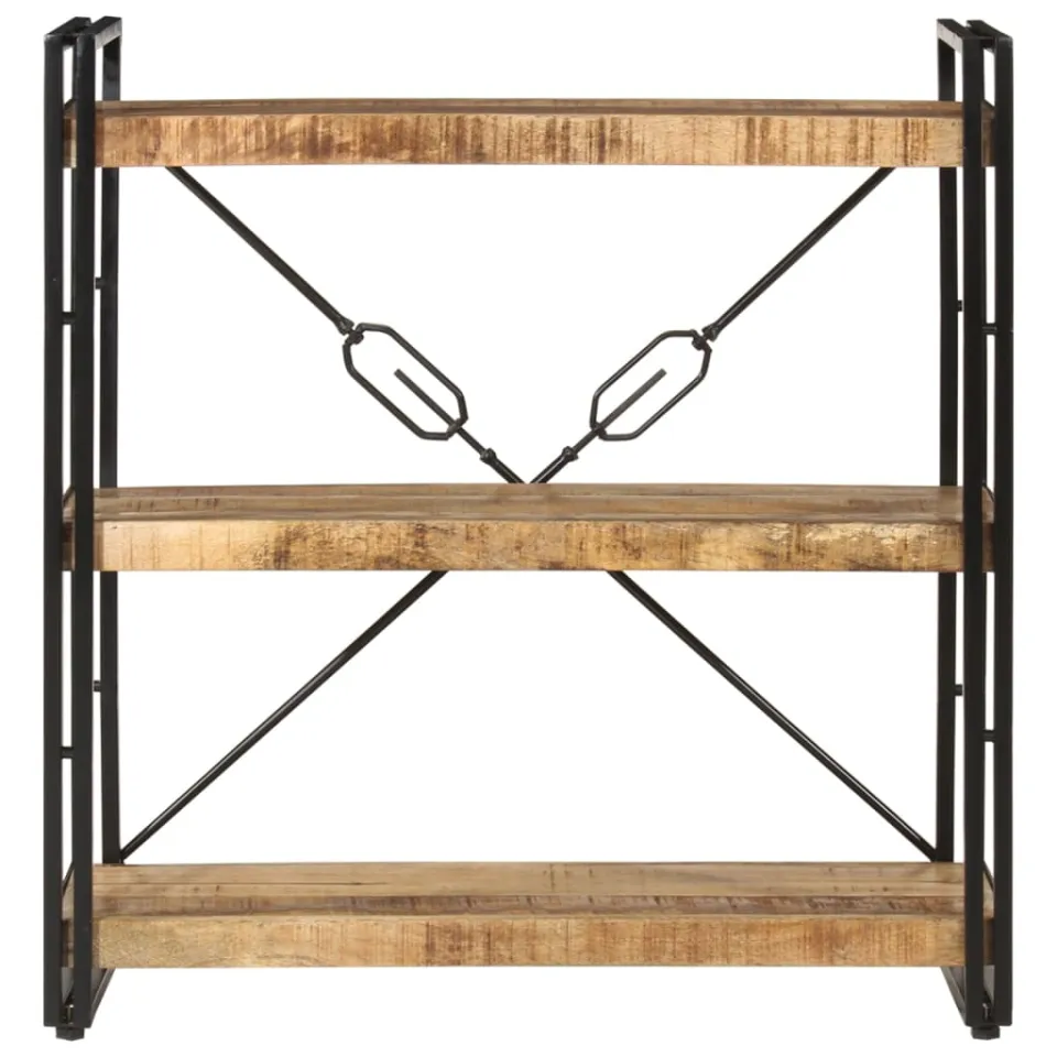vidaXL Boekenkast 3-laags 77x30x80 cm massief mangohout en ijzer bruin, foto 2