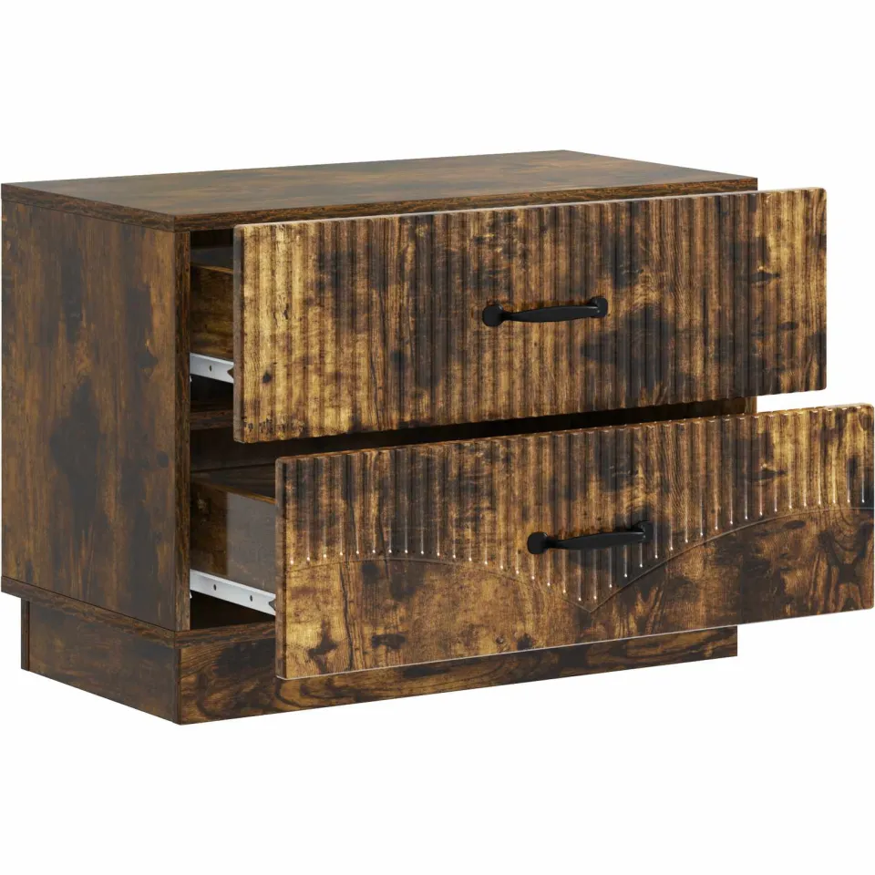 vidaXL Nachtkastje Gerookt eiken 62 x 34,5 x 44,5 cm Bewerkt hout, foto 3