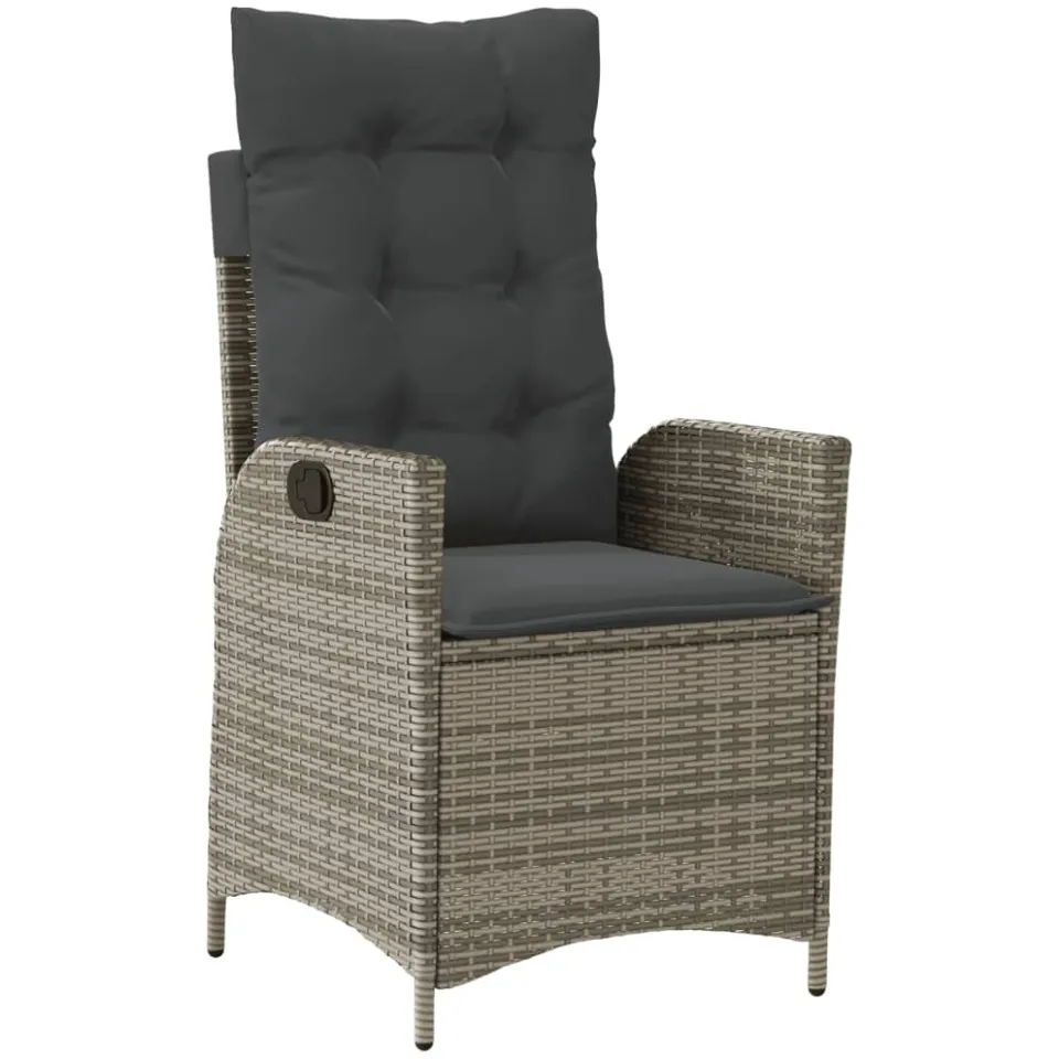 vidaXL 7-delige Tuinset met kussens poly rattan grijs