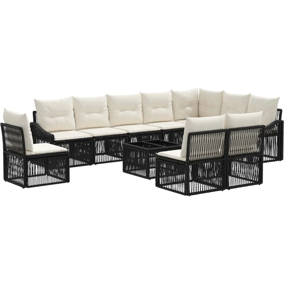 vidaXL Tuinbankenset 11 st Zwart poly rattan, foto 3