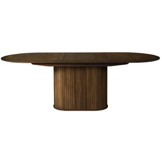 Meubelplaats Eettafel Nola ovaal - eikenhout gerookt bruin - 180x95x75 cm - uitschuifbaar