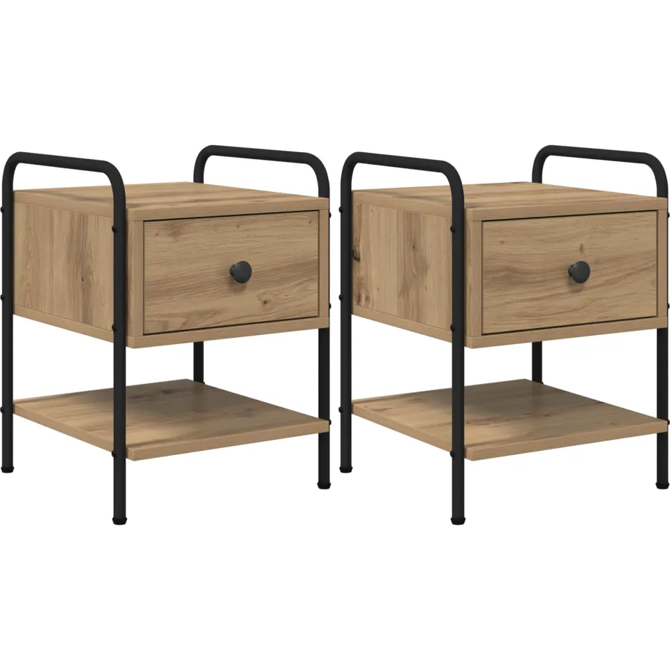 vidaXL Nachtkastje 2 st Artisanaal eiken Bewerkt hout, foto 3