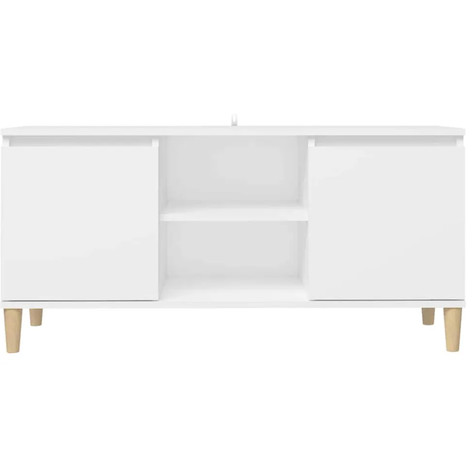 vidaXL Tv-meubel met massief houten poten 103,5x35x50 cm wit, foto 3
