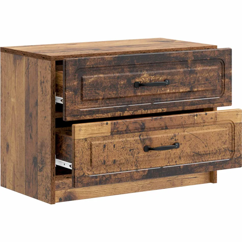 vidaXL Nachtkastje Oud hout 62 x 34,5 x 44,5 cm Bewerkt hout bruin, foto 3