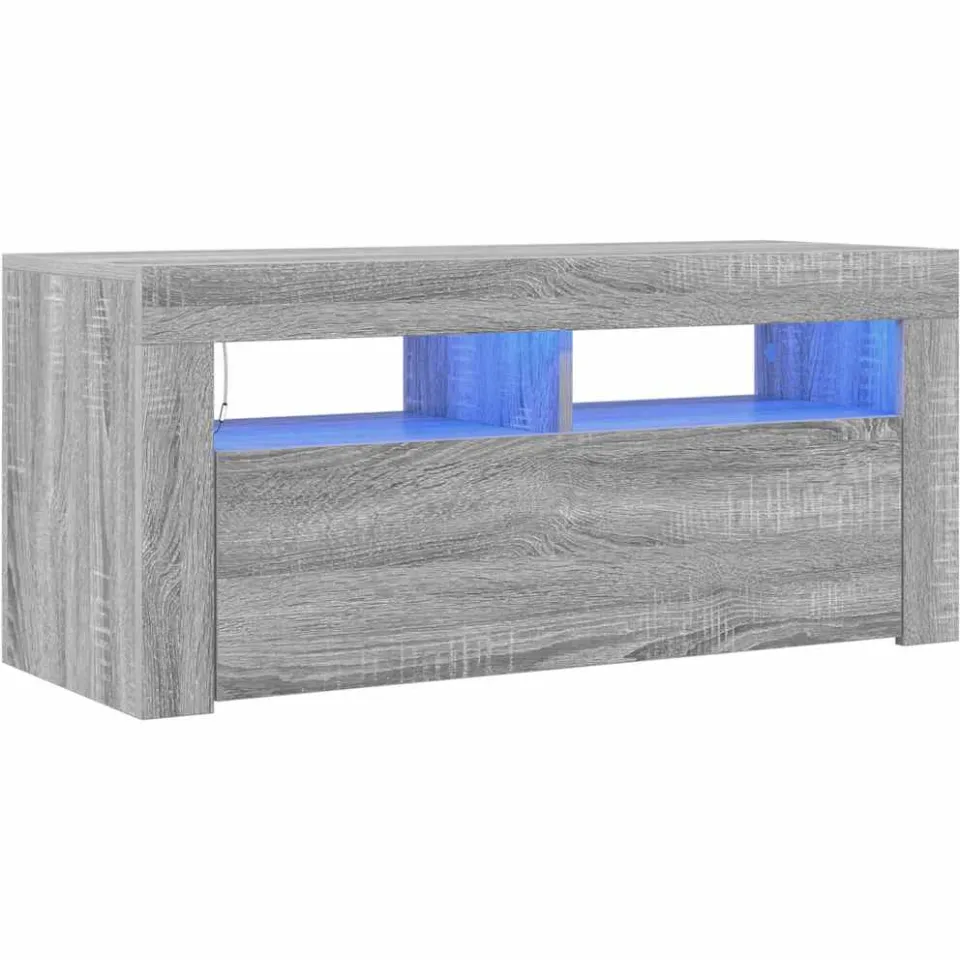 vidaXL Tv-meubel met LED-verlichting 90x35x40 cm grijs sonoma eiken