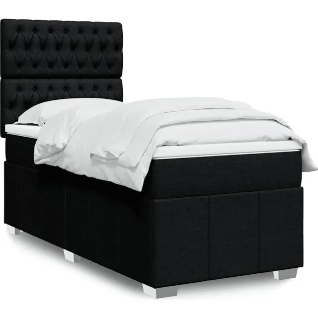 vidaXL Boxspring met matras stof zwart 100x200 cm
