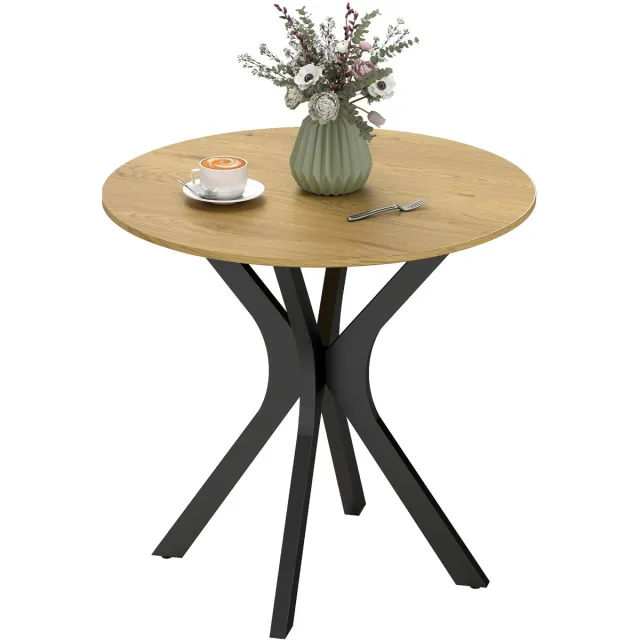Hoohohoo Eettafel - Keukentafel - Ronde Tafel - Modern Design - 78 x 78 x 75 cm - Natuurlijk Hout