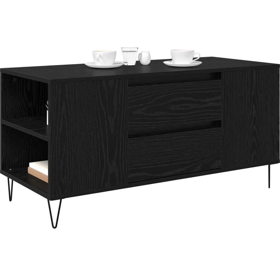 vidaXL Salontafel Zwart Eiken 102 x 44,5 x 50 cm Bewerkt hout
