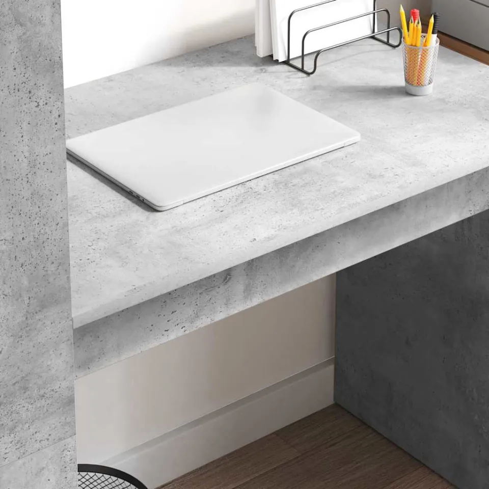 vidaXL Bureau Beton Grijs 113 x 54 x 120 cm Bewerkt hout, foto 3