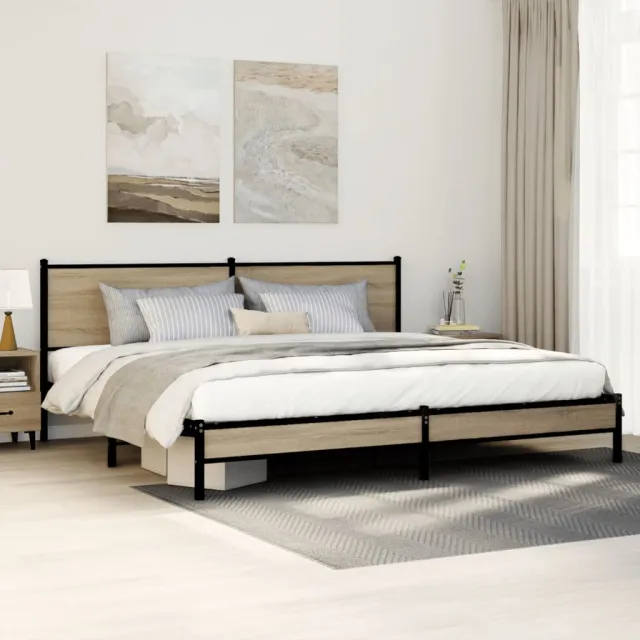 vidaXL Bedframe zonder matras metaal sonoma eikenkleur 200x200 cm