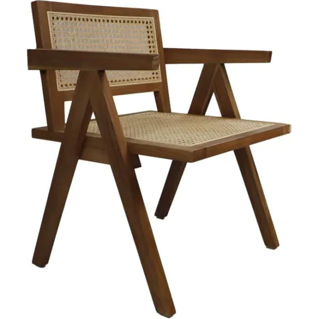 Fauteuil Bodhi mahonie/rotan naturel