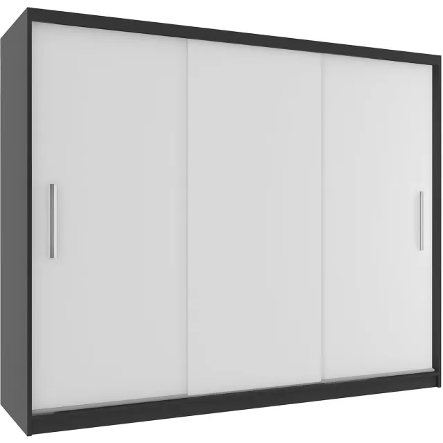 B BELINI GROUP BELINI Verona SI Schuifdeurkast 232 cm Zwart/Wit Mat - Garderobekast met Kledingstangen - Comfort Line Slaapkamerkast Zwart-wit