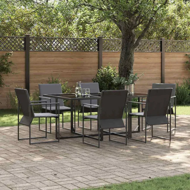 vidaXL Tuin eettafelset 7 st Zwart Staal, foto 2