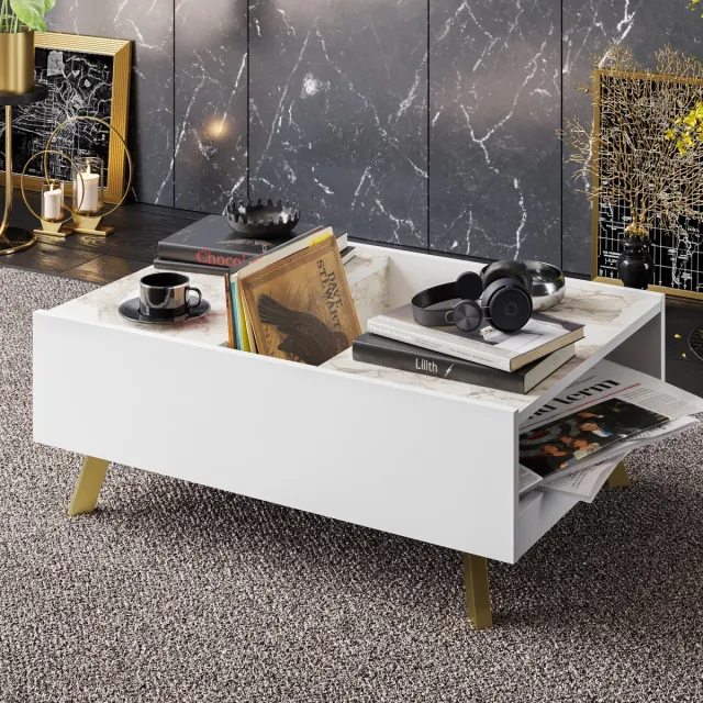 Asir Group Moderne Salontafel - Wit - Melamine Houtvezelplaat