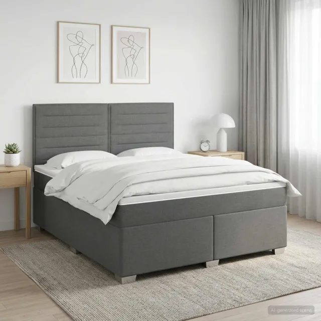 vidaXL Boxspringbed met matras Donkergrijs 180 x 200 cm Stof