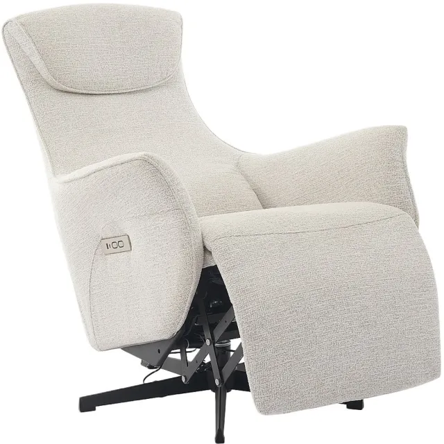 Vente-unique Elektrische relaxfauteuil in beige getextureerde stof TASEMO