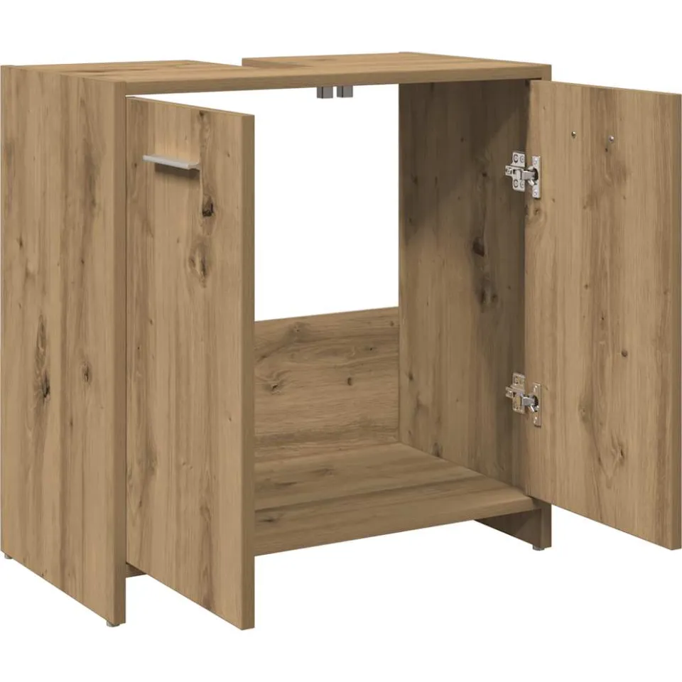 vidaXL Wastafelkast 60x33x60 cm bewerkt hout artisanaal eikenkleurig, foto 4