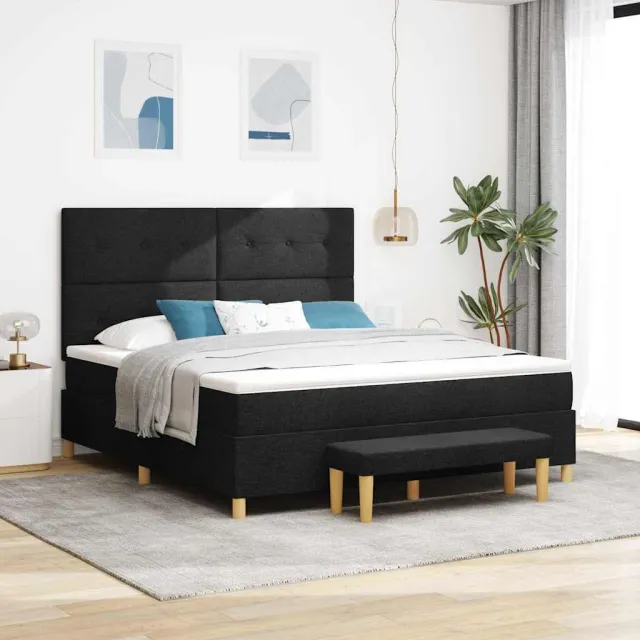 vidaXL Boxspring bed met hoofdeinde Zwart 200 x 180 cm Stof