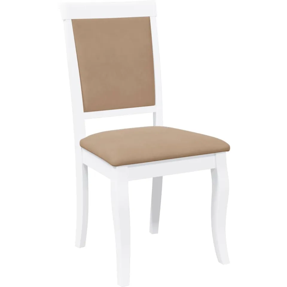 vidaXL Eetkamerstoelen met kussens 2 st massief hout rubber wit, foto 4