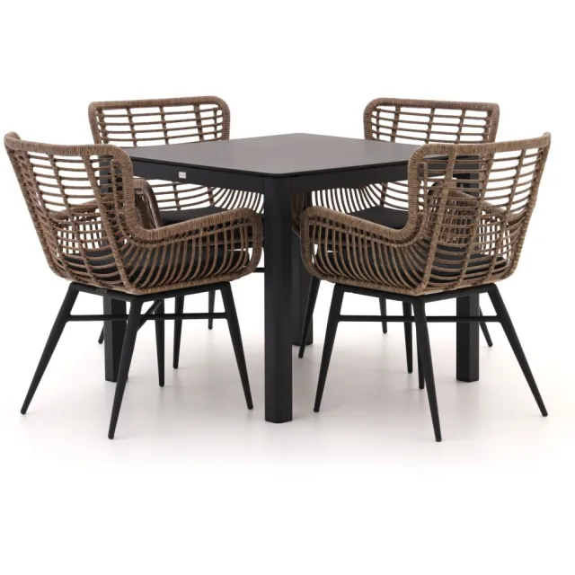 Intenso Furniture Intenso Asti/La Fonte 90cm dining tuinset 5-delig grijs, foto 2
