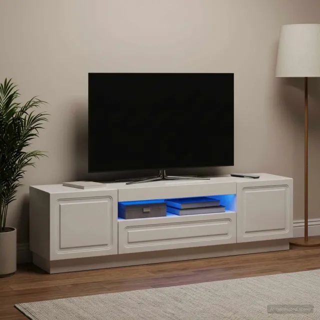 vidaXL LED tv-meubel Hoogglans Wit Bewerkt hout