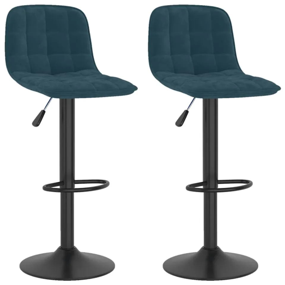 vidaXL Barkrukken 2 st fluweel blauw, foto 3