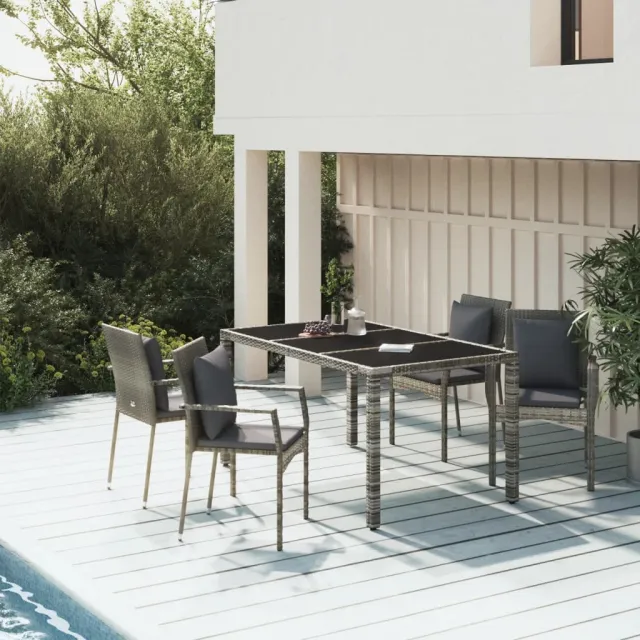 vidaXL 5-delige Tuinset met kussens poly rattan grijs, foto 2