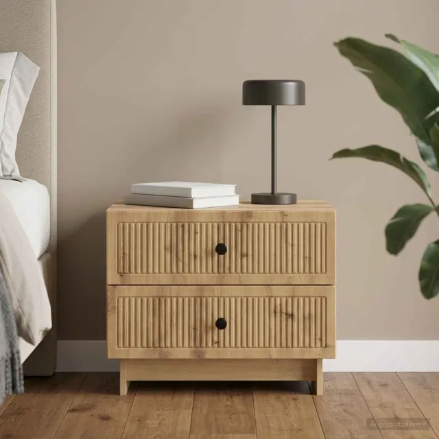 vidaXL Nachtkastje Artisanaal eiken 62 x 34,5 x 47,5 cm Bewerkt hout, foto 2