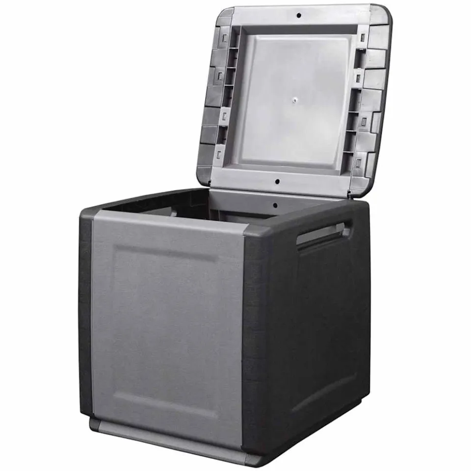 vidaXL Tuinbox 130 L 54x53x57 cm donkergrijs en zwart, foto 3
