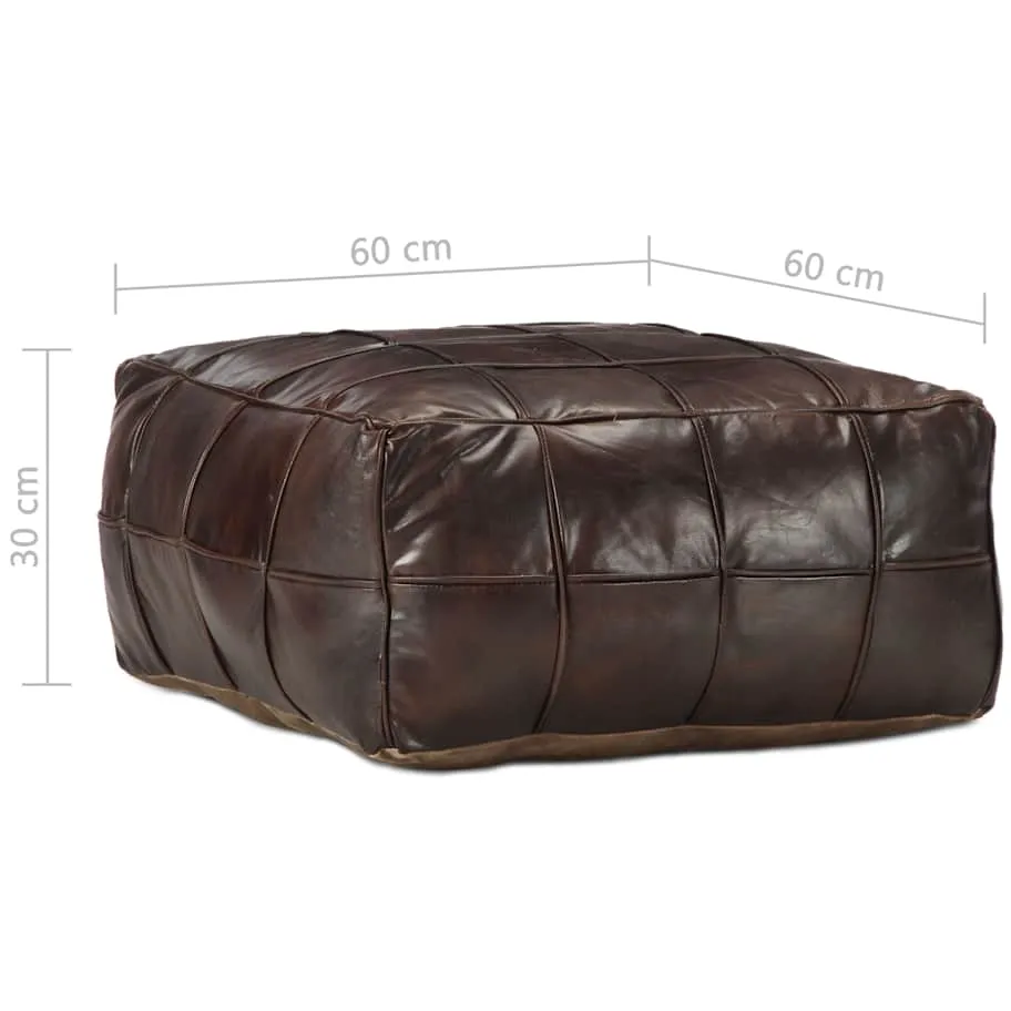 vidaXL Poef 60x60x30 cm echt geitenleer donkerbruin bruin, foto 3