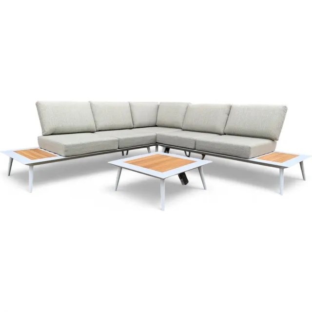 Mondial Living Loungeset / Hoekset Bergamo Wit met koffietafel