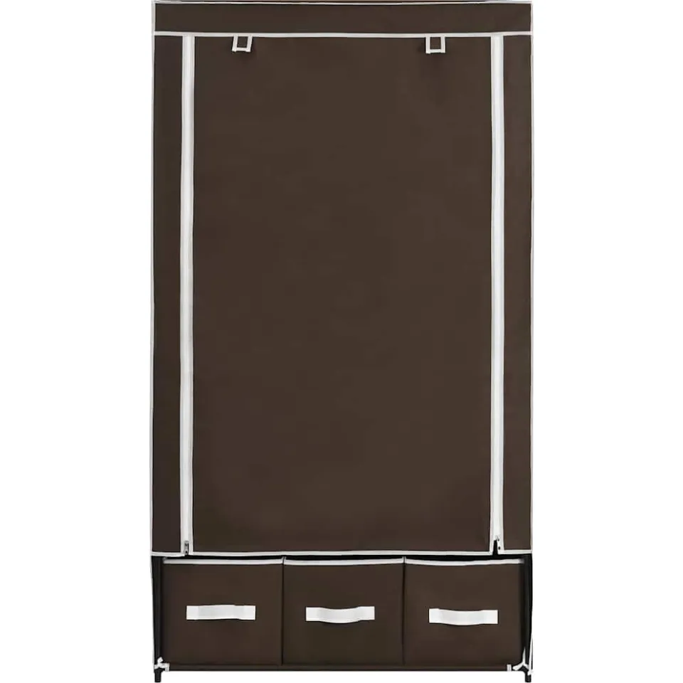 vidaXL Kledingkast 87x49x159 cm stof bruin, foto 2