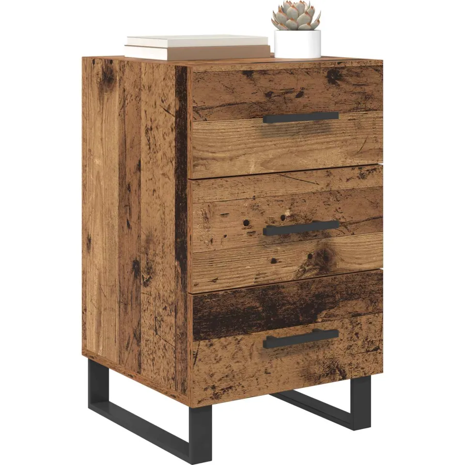 vidaXL Nachtkastje Oud Hout 40 x 40 x 66 cm Bewerkt hout Bruin