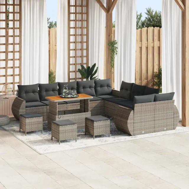 vidaXL Tuinbankenset 14 st Grijs poly rattan