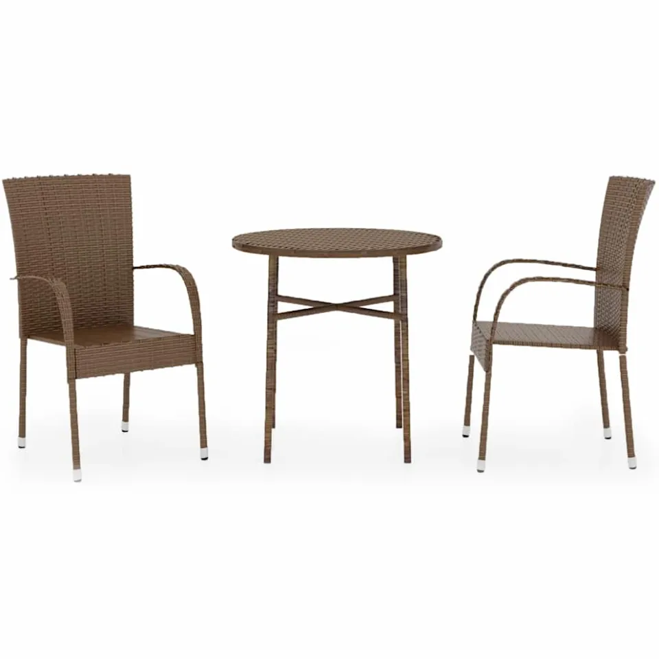 vidaXL 3-delige Tuinset poly rattan bruin, foto 3