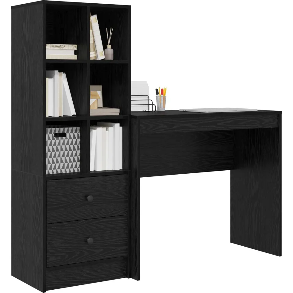vidaXL Bureau Zwart Eiken 135,5 x 40 x 127 cm 2 st