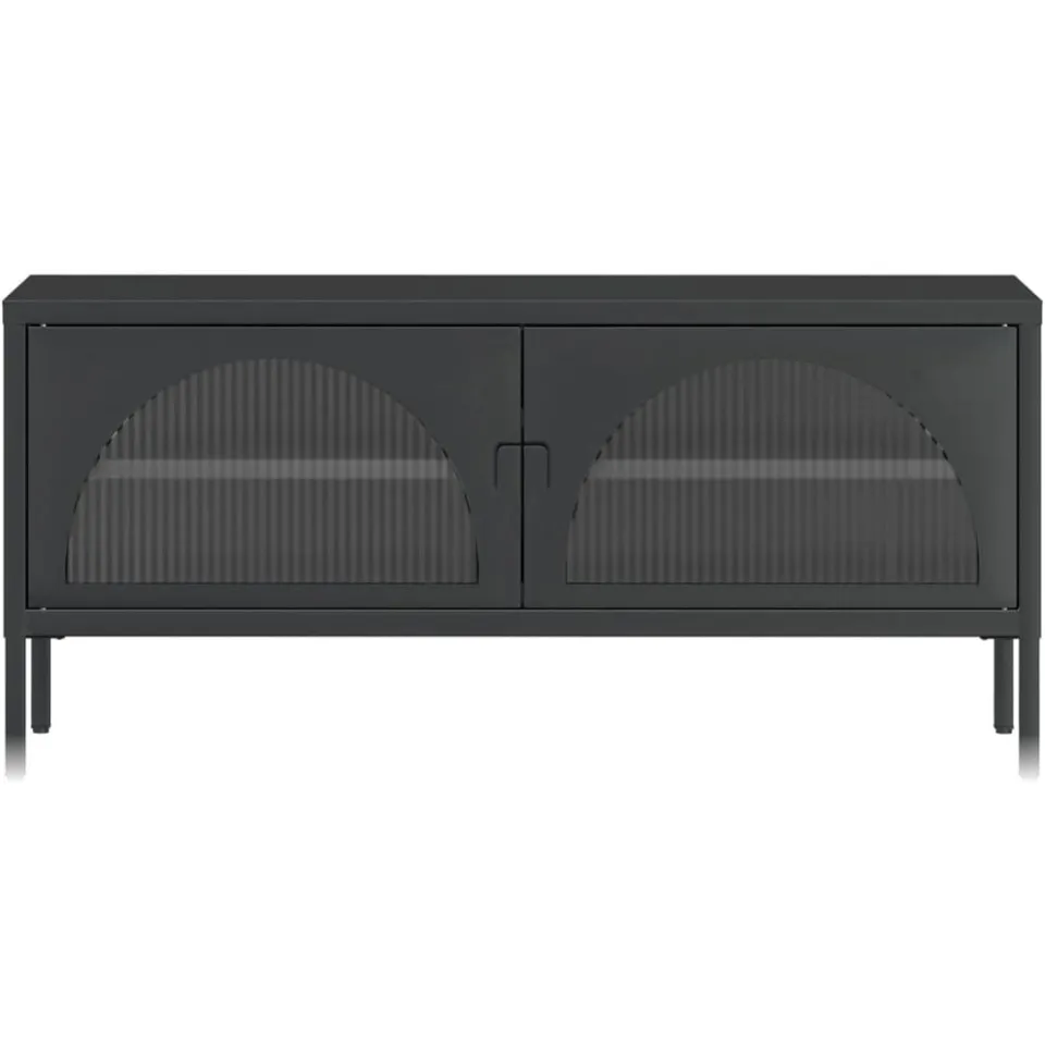 vidaXL Tv-meubel 105x35x50 cm glas en staal zwart, foto 4