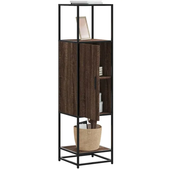 vidaXL Hoge kast 35,5x35x139 cm bewerkt hout en metaal bruin eiken