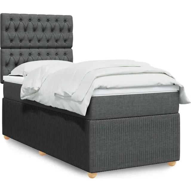 vidaXL Boxspring met matras stof donkergrijs 90x190 cm grijs