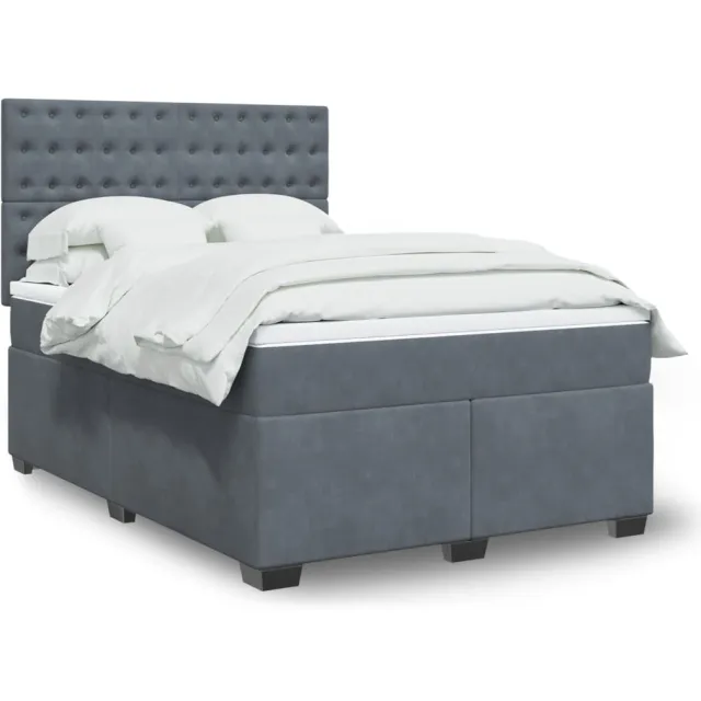 vidaXL Boxspring met matras fluweel donkergrijs 160x200 cm grijs