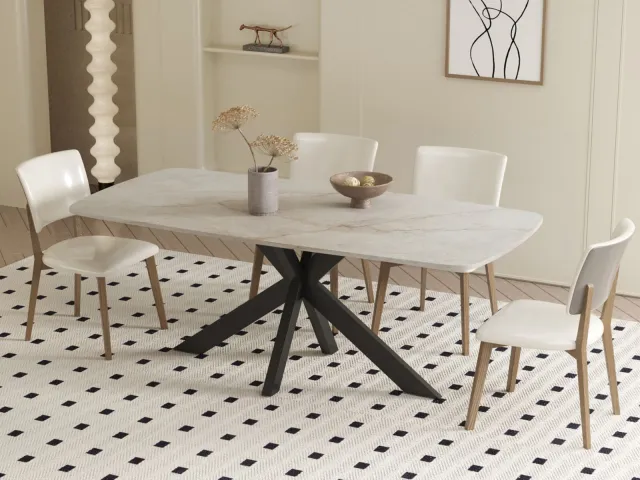 Mobistoxx APOLIRI rechthoekige eettafel glazend beige