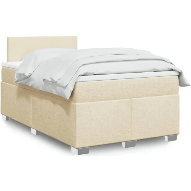 vidaXL Boxspring met matras stof crèmekleurig 120x190 cm