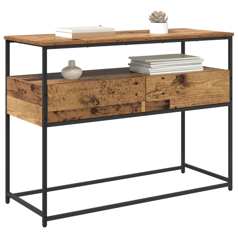 vidaXL Wandtafel Oud Hout 100 x 40 x 75 cm Bewerkt hout Bruin
